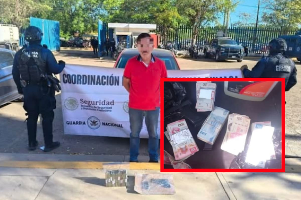 Detienen a civil armado en Culiacán y le aseguran fajos de billetes
