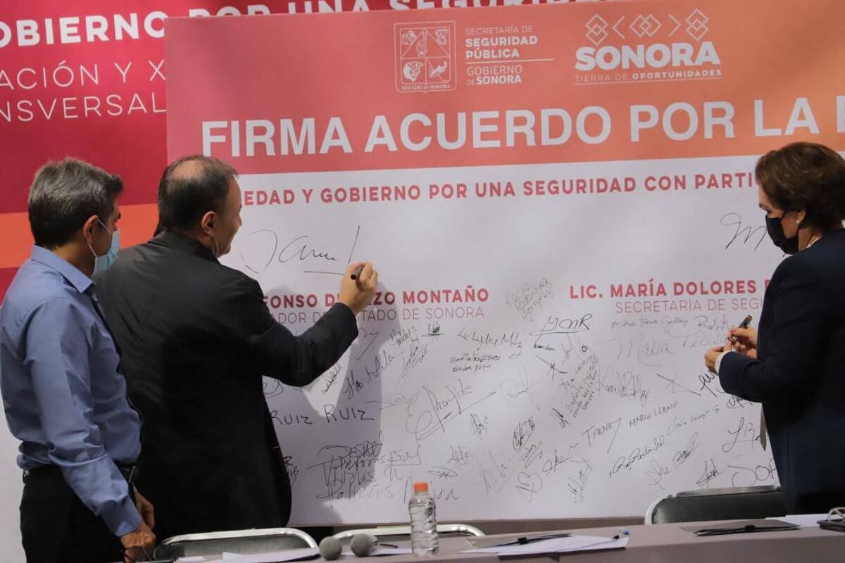 Firman Alfonso Durazo y María Dolores del Río Acuerdo por la Paz con sociedad civil e instituciones