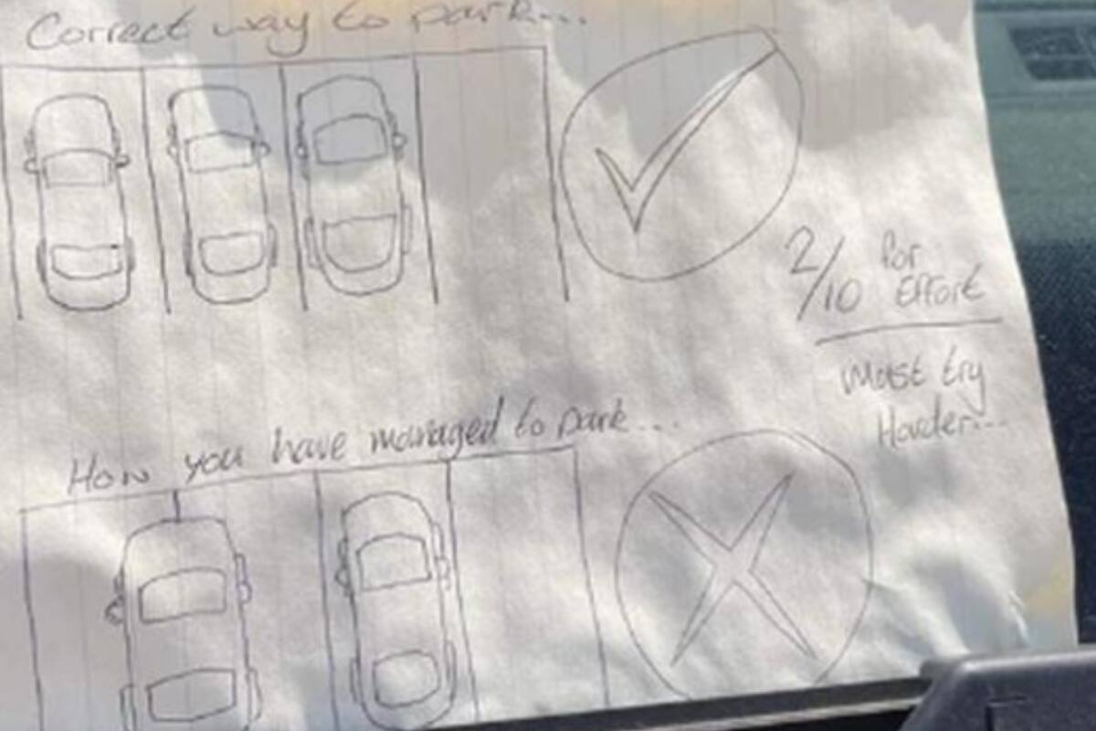 VIRAL: 'Debe esforzarse más', estacionó mal su auto y le dejaron peculiar nota