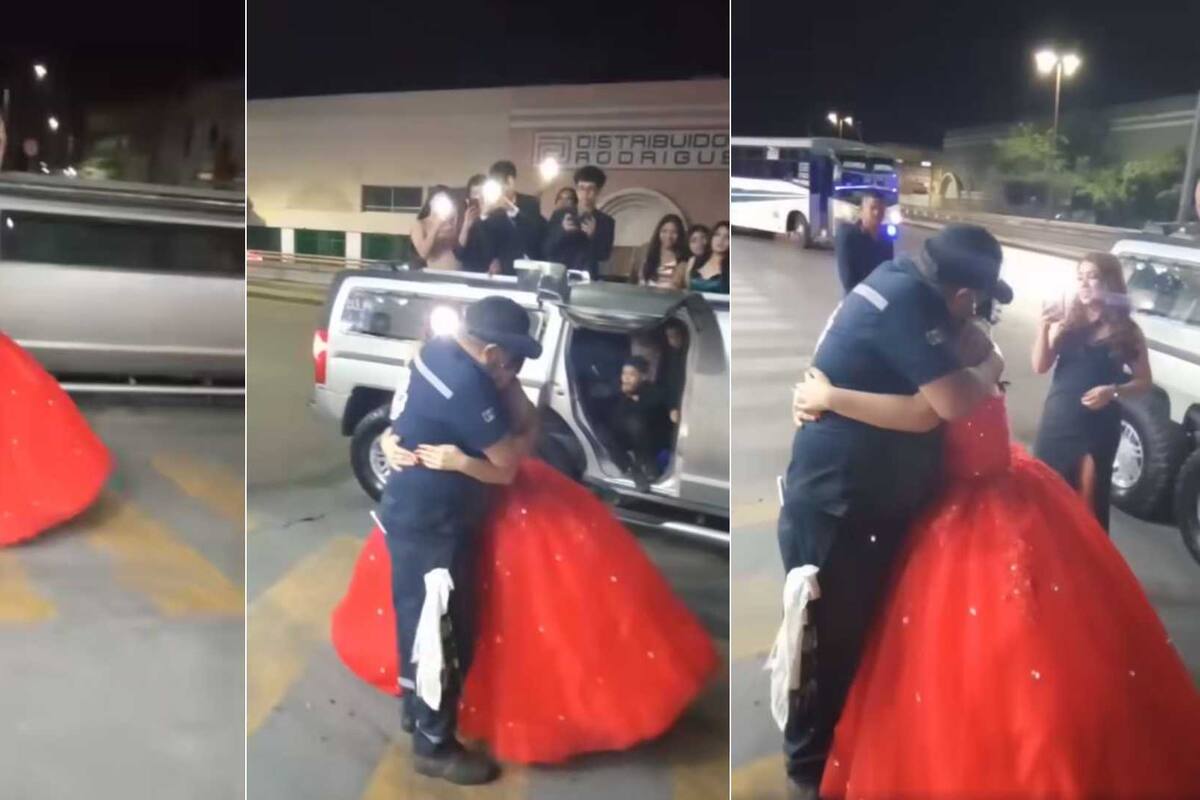 VIRAL: Padre quien trabaja en una gasolinera, no pudo asistir a los xv de su hija y ella lo sorprende en su trabajo