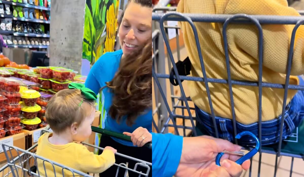 Madre muestra la ingeniosa herramienta que usa para mantener a su bebé seguro en el supermercado