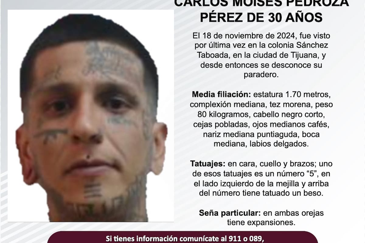 Se busca a Carlos Moisés Pedroza Pérez de 30 años de edad