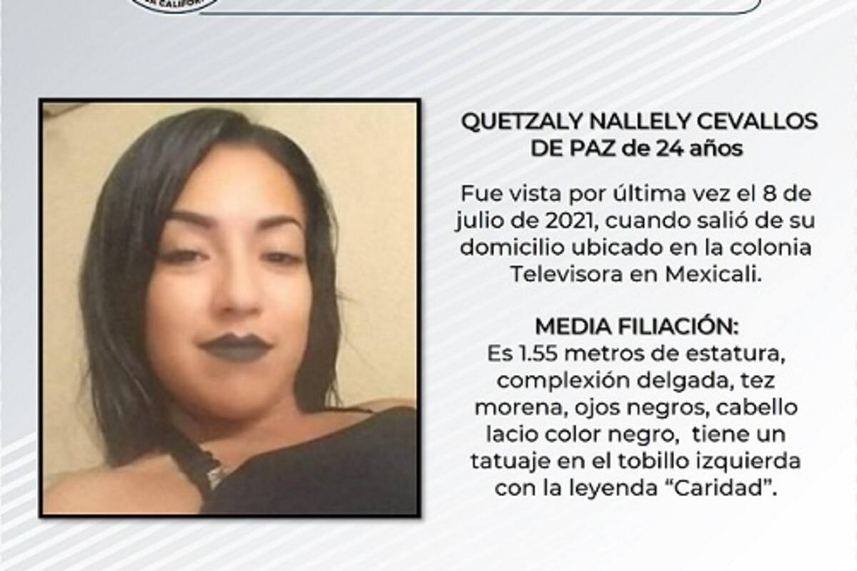 Solicitan apoyo para localizar a Quetzaly Nallely Cevallos de Paz