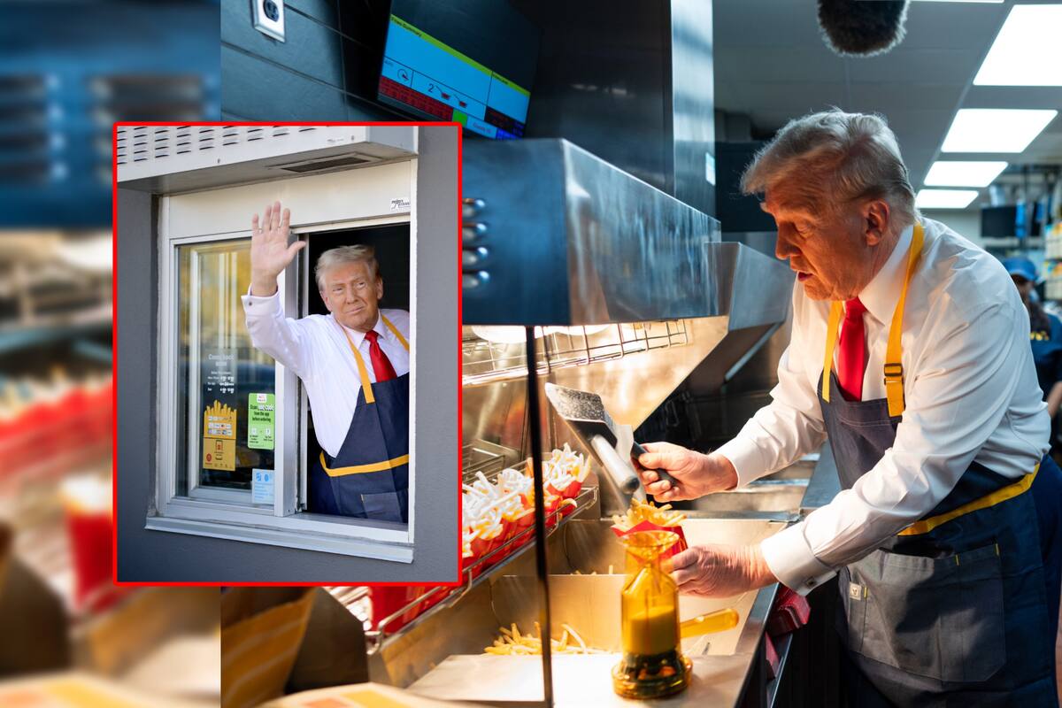 Donald Trump captado “trabajando” en un McDonald’s luego de que Harris afirmara haber sido empleada de la cadena de comida rápida en su juventud