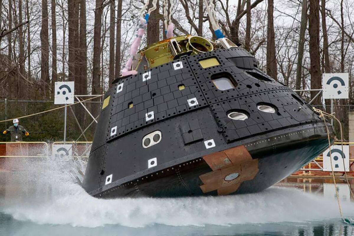 Realizan prueba de agua de una cápsula Orion