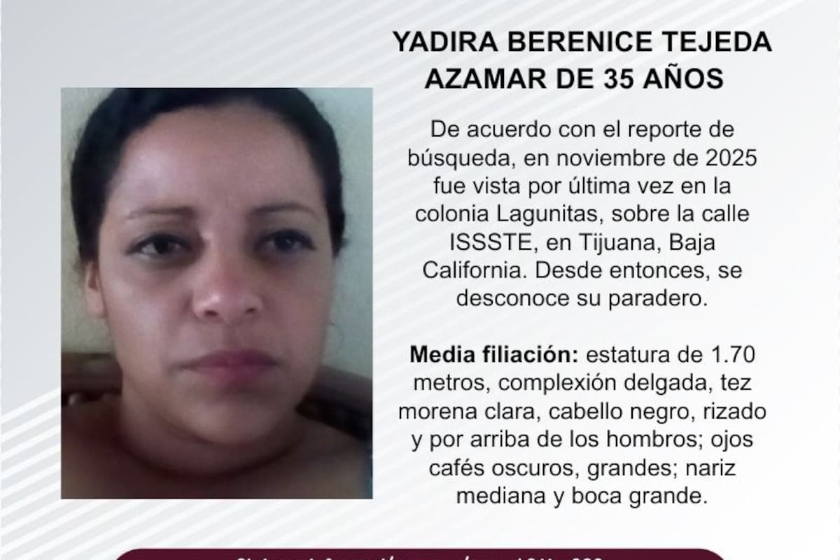 Se busca Yadira Berenice Tejeda Azamar de 35 años de edad