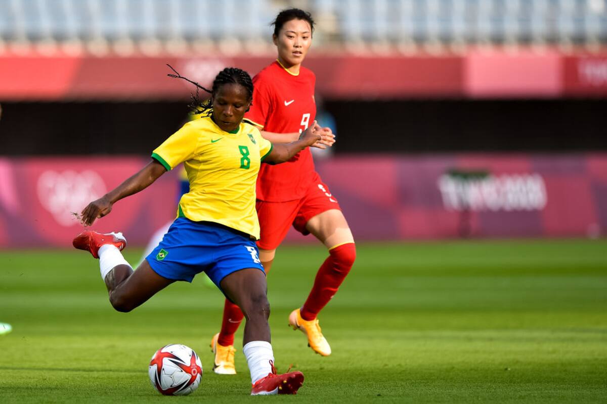 RIFU, JAPAN - JULY 21: Formiga of Brazil during the Tokyo 2020 Olympic Football Tournament match between China and Brazil at Miyagi Stadium on July 21, 2021 in Rifu, Japan (Photo by Pablo Morano/BSR Agency/Getty Images)