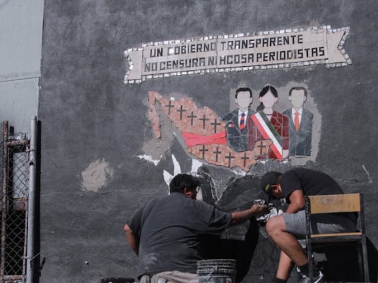 El colectivo de Boquilla Negra realizó un mosaico en honor a la labor de periodistas