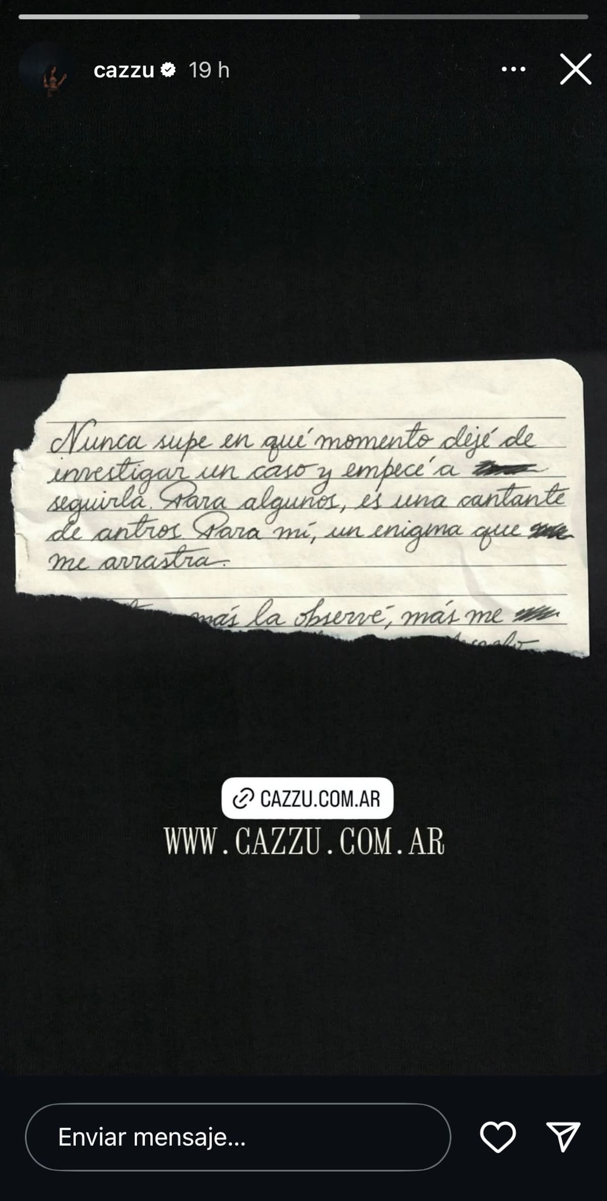 Cazzu publica misterioso mensaje tras polémica con Nodal | Captura de pantalla