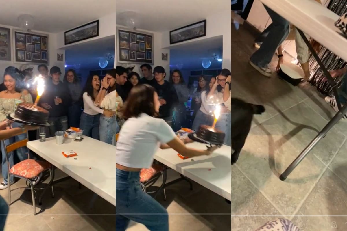 ¡Terrible accidente en cumpleaños! Joven pierde el equilibrio y tira el pastel al suelo (VIRAL)