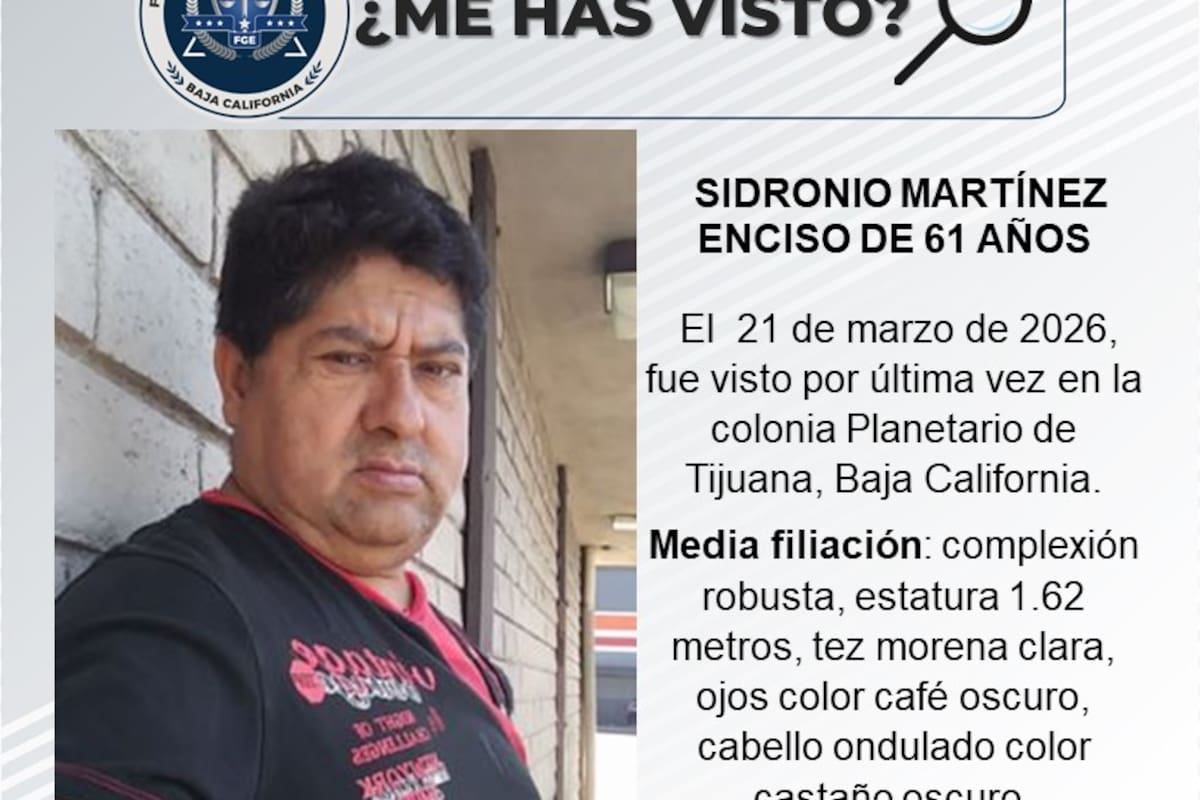 Se busca a Sidronio Martínez Enciso de 61 años de edad