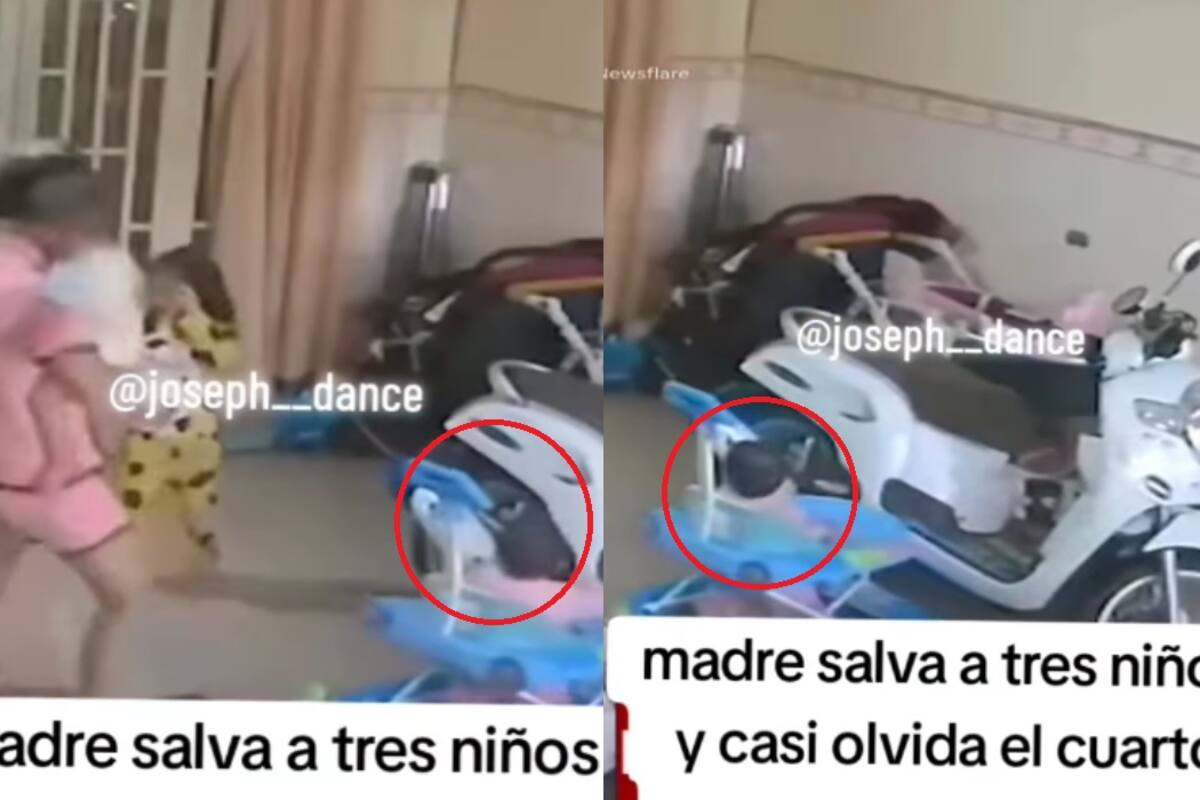 IMPACTANTE: Terremoto sorprende a madre con sus hijos y casi olvida al más pequeño mientras el techo colapsaba