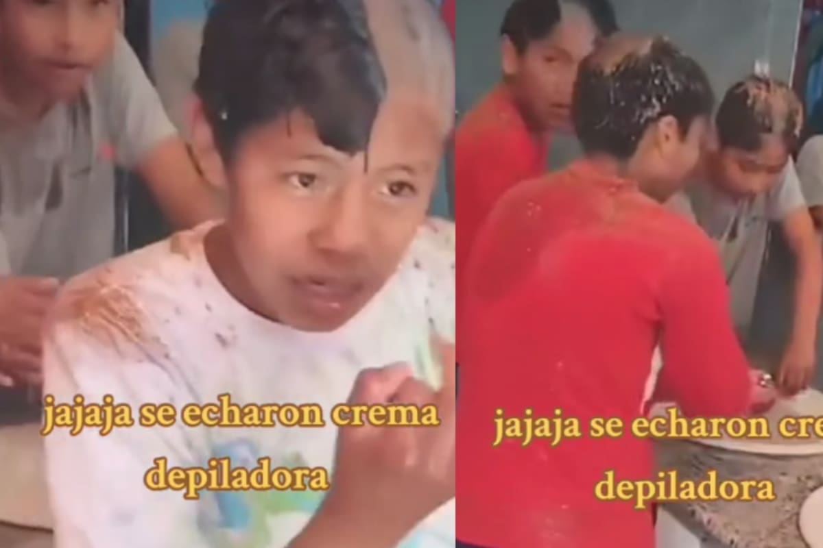 Niños utilizan espuma de afeitar como champú para el pelo y se quedan calvos