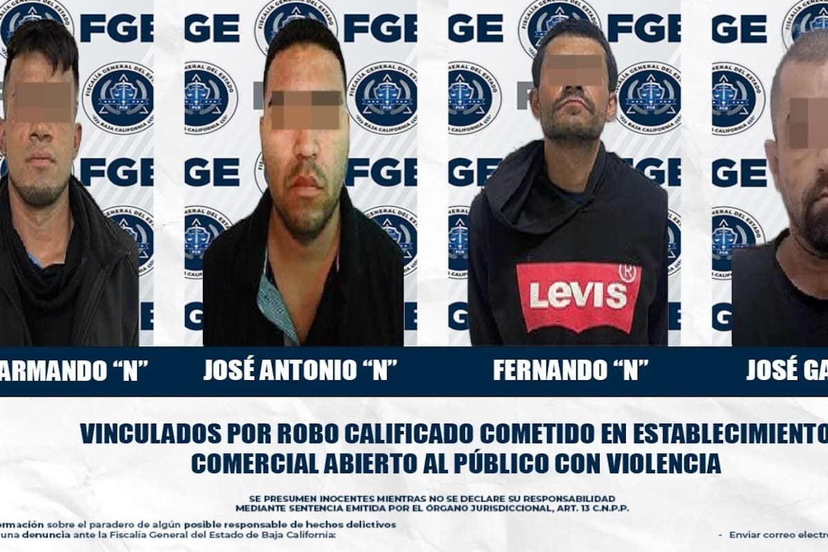 Vinculan a proceso a cuatro hombres por robos violentos en Mexicali