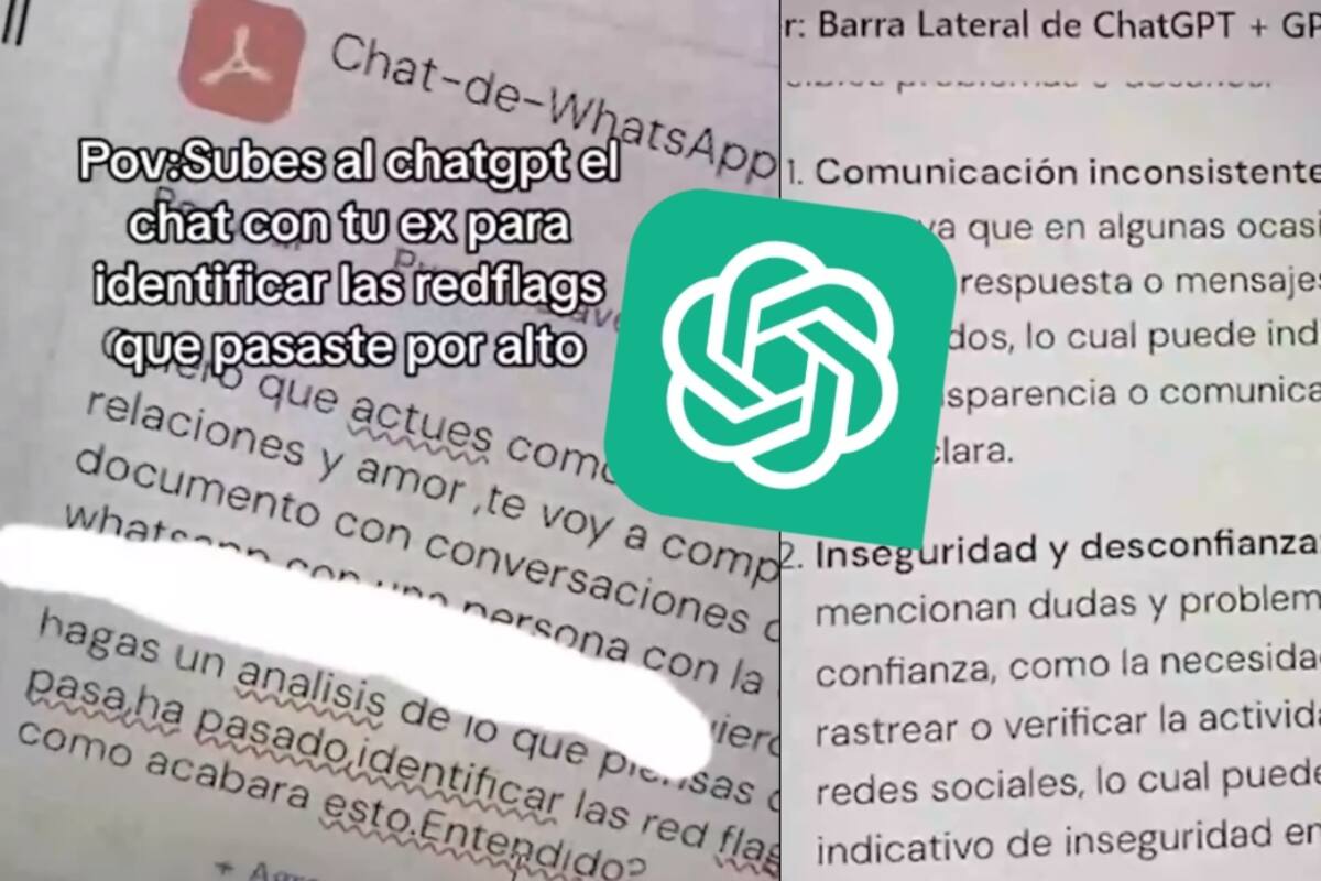 Usuario de TikTok le pide ayuda a Chat GPT para que identificara las “red flags” en su conversación de WhatsApp con su ex