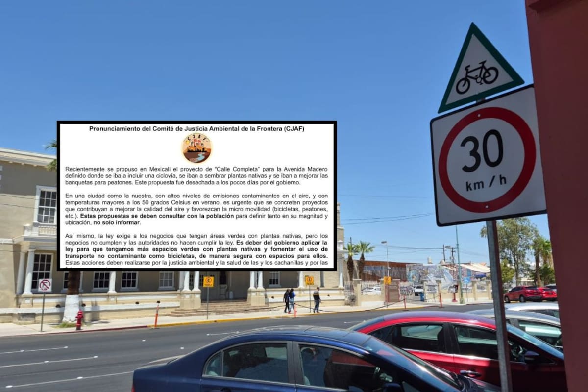 Ambientalistas piden retomar proyecto de Calle Completa en avenida Madero ante contaminación y calor extremo en Mexicali