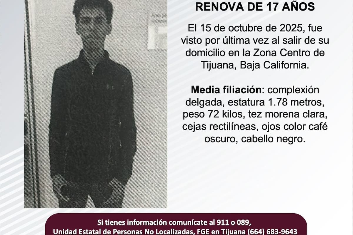 Se busca a Mario Edwin Moreno Renova de 17 años de edad.