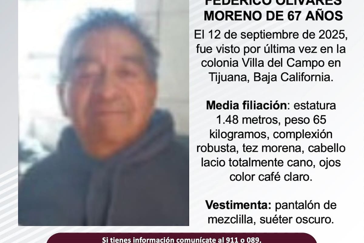 Se busca a Federico Olivares Moreno de 67 años