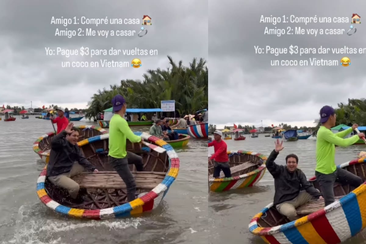 “Otros se casan, yo pagué para dar vueltas en un coco en Vietnam”: atracción acuática se vuelve viral en redes