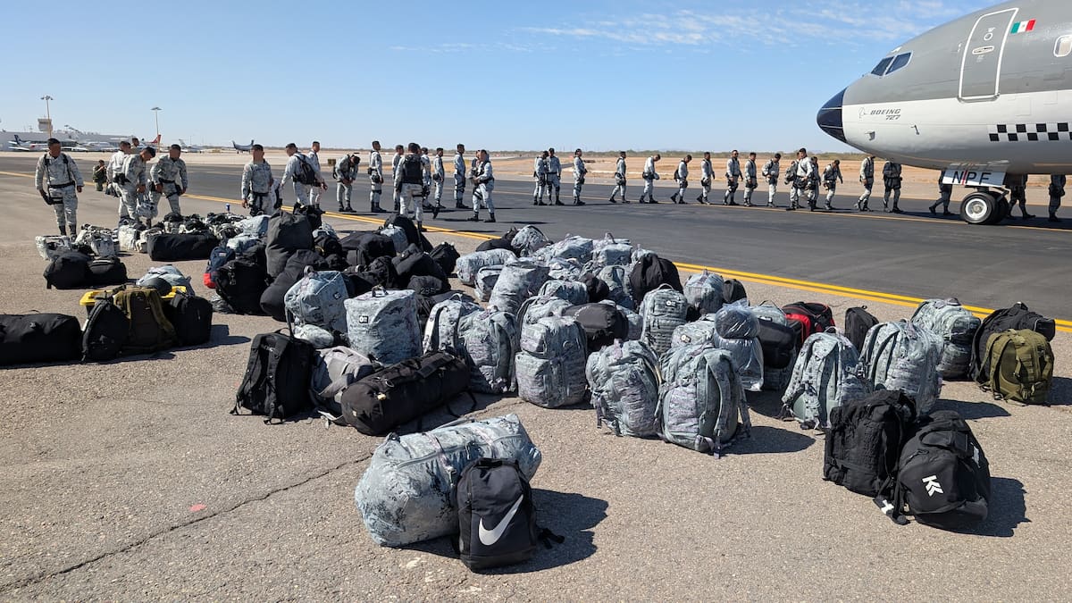Los efectivos de la Guardia Nacional y el Ejército llegan con la consigna de cerrar el paso al tráfico de drogas, en especial el fentanilo, así como armas, en la frontera de Sonora con Estados Unidos. FOTO: JULIÁN ORTEGA