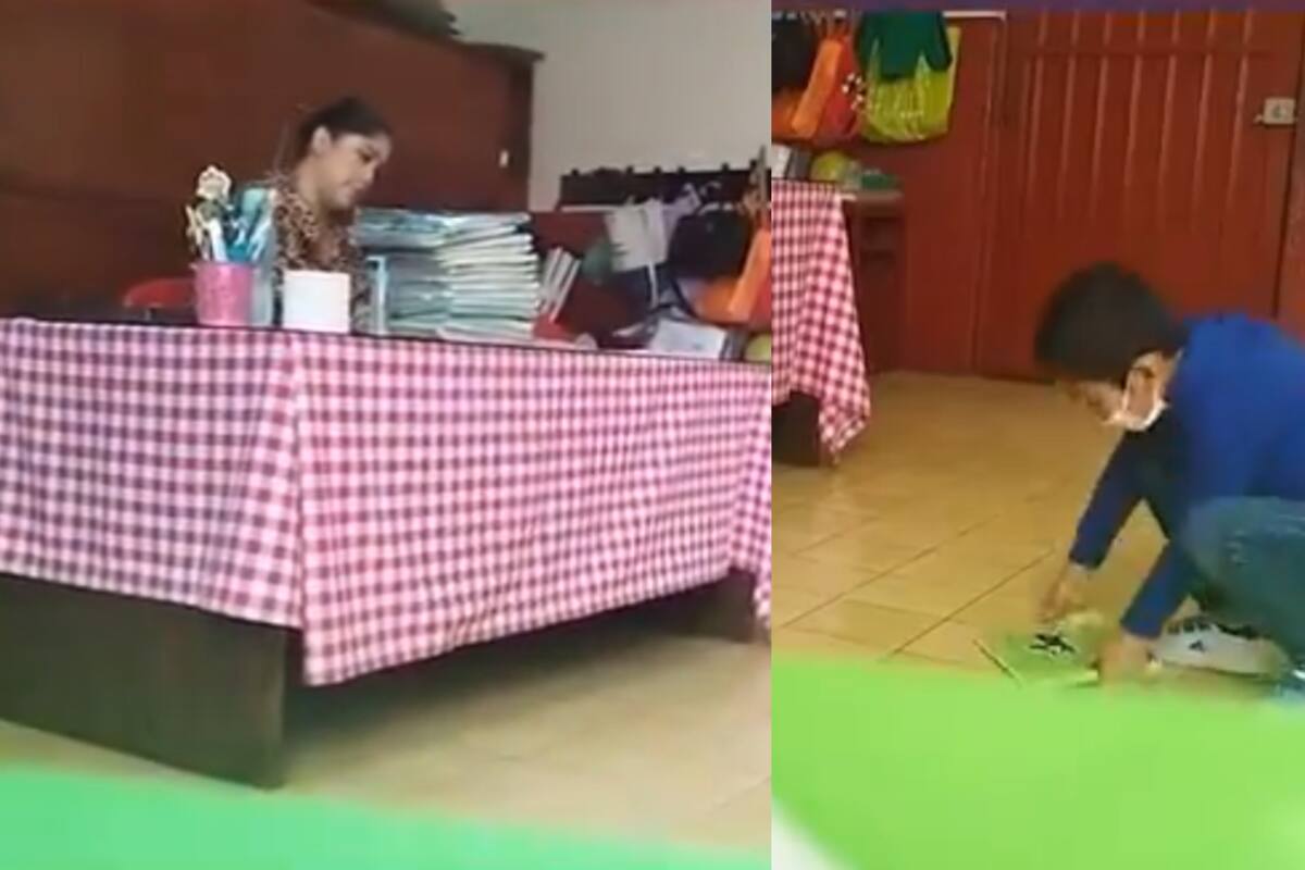 Maestra de primaria se vuelve viral por arrojar al suelo los libros de sus estudiantes después de revisarlos