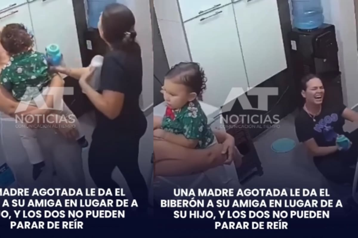 El cansancio de la crianza provoca confusión: madre da el biberón a su amiga y ambas terminan riendo