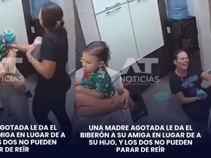 El cansancio de la crianza provoca confusión: madre da el biberón a su amiga y ambas terminan riendo