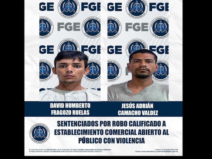 Sentencian a dos sujetos por robos violentos a comercios