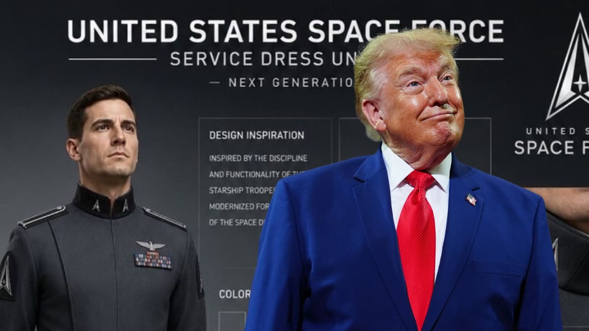 Donald Trump presenta un uniforme para la Fuerza Espacial inspirado en Starship Troopers, película que satiriza un régimen fascista