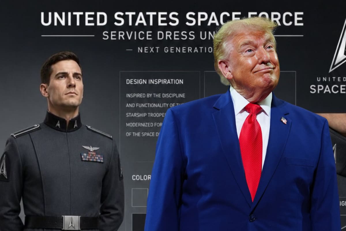 Donald Trump presenta un uniforme para la Fuerza Espacial inspirado en Starship Troopers, película que satiriza un régimen fascista