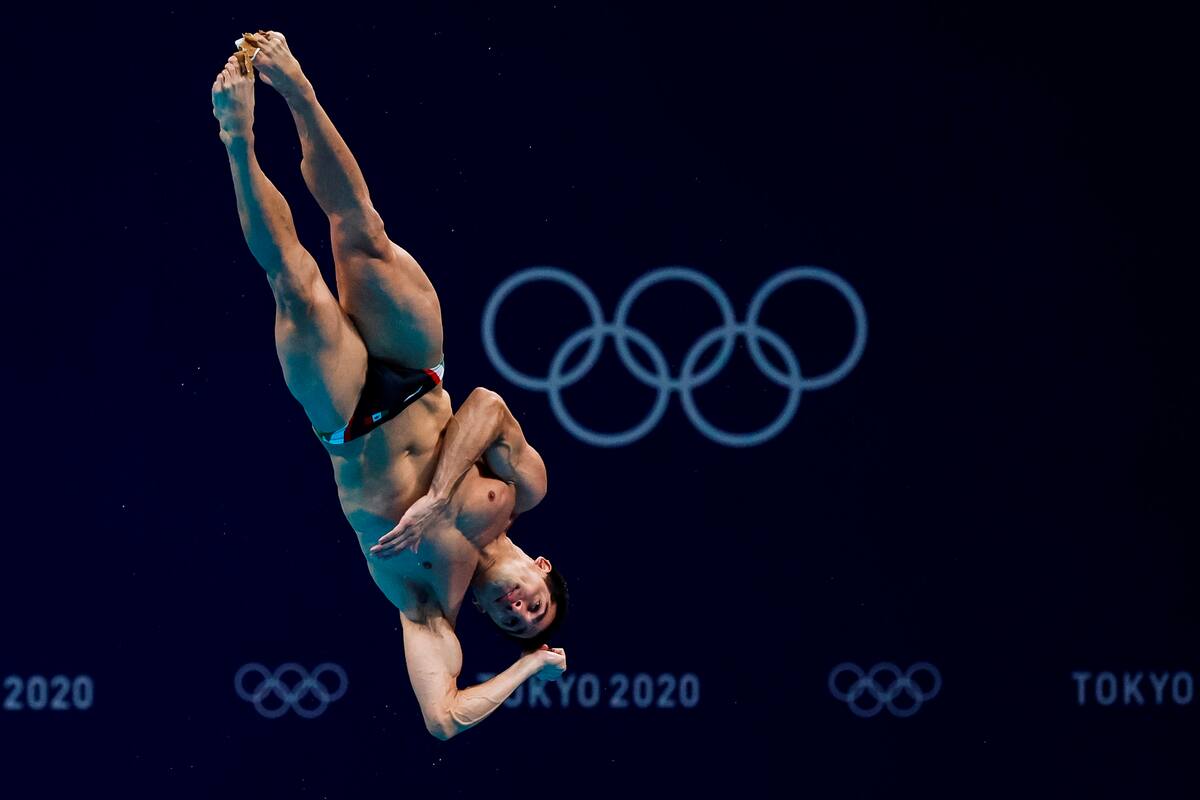 El mexicano Rommel Pacheco, compite durante las rondas preliminares del trampolín 3m masculino en los Juegos Olímpicos 2020, este lunes en el Centro Acuático de Tokio (Japón). EFE/EPA/Patrick B. Kraemer