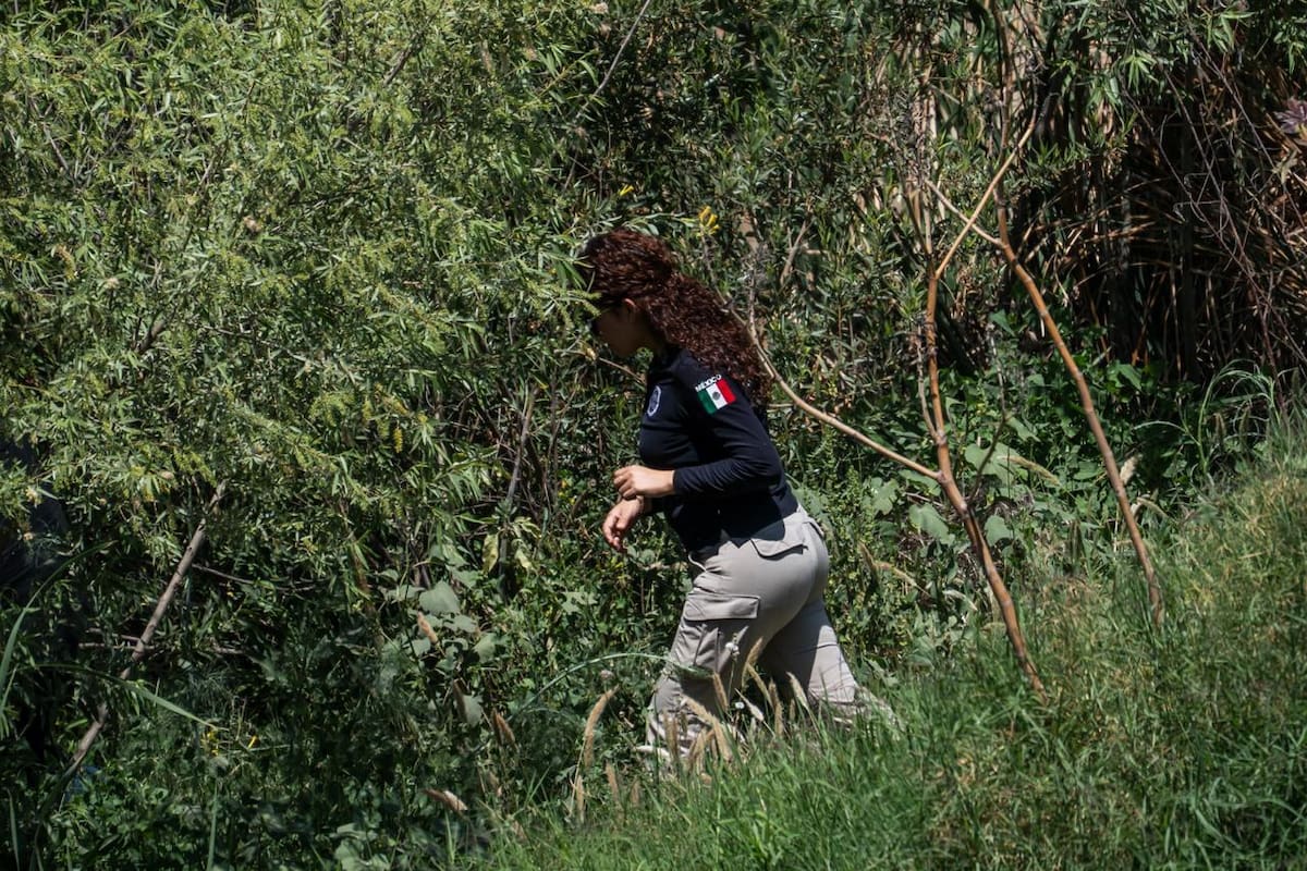 Integrantes del colectivo “Todos Somos Erick Carrillo” localizaron una osamenta con signos de haber sido quemada durante una jornada de búsqueda. Foto: BorderZoom