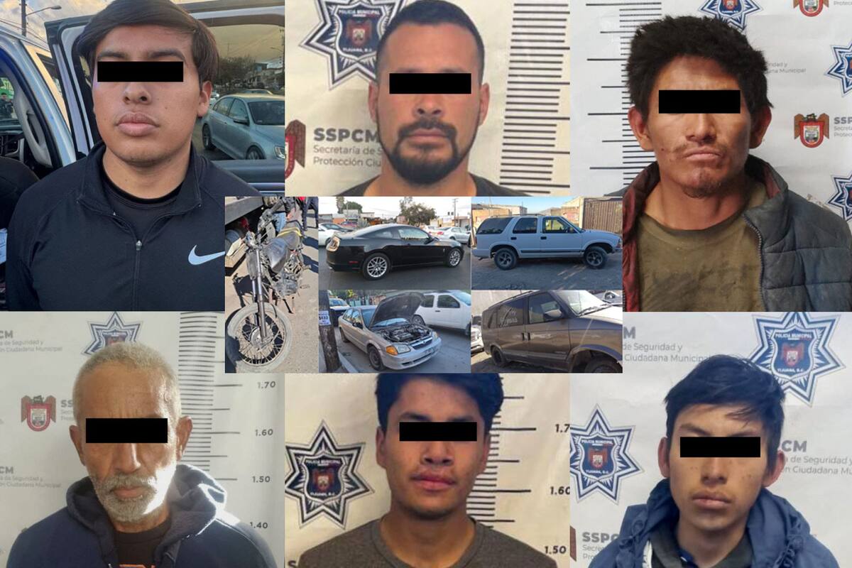 Detienen a seis personas por posesión de robo de vehículo