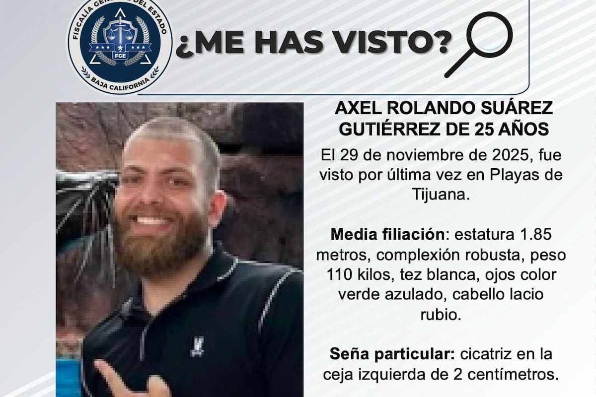 Se busca a Axel Rolando Suárez Gutiérrez de 25