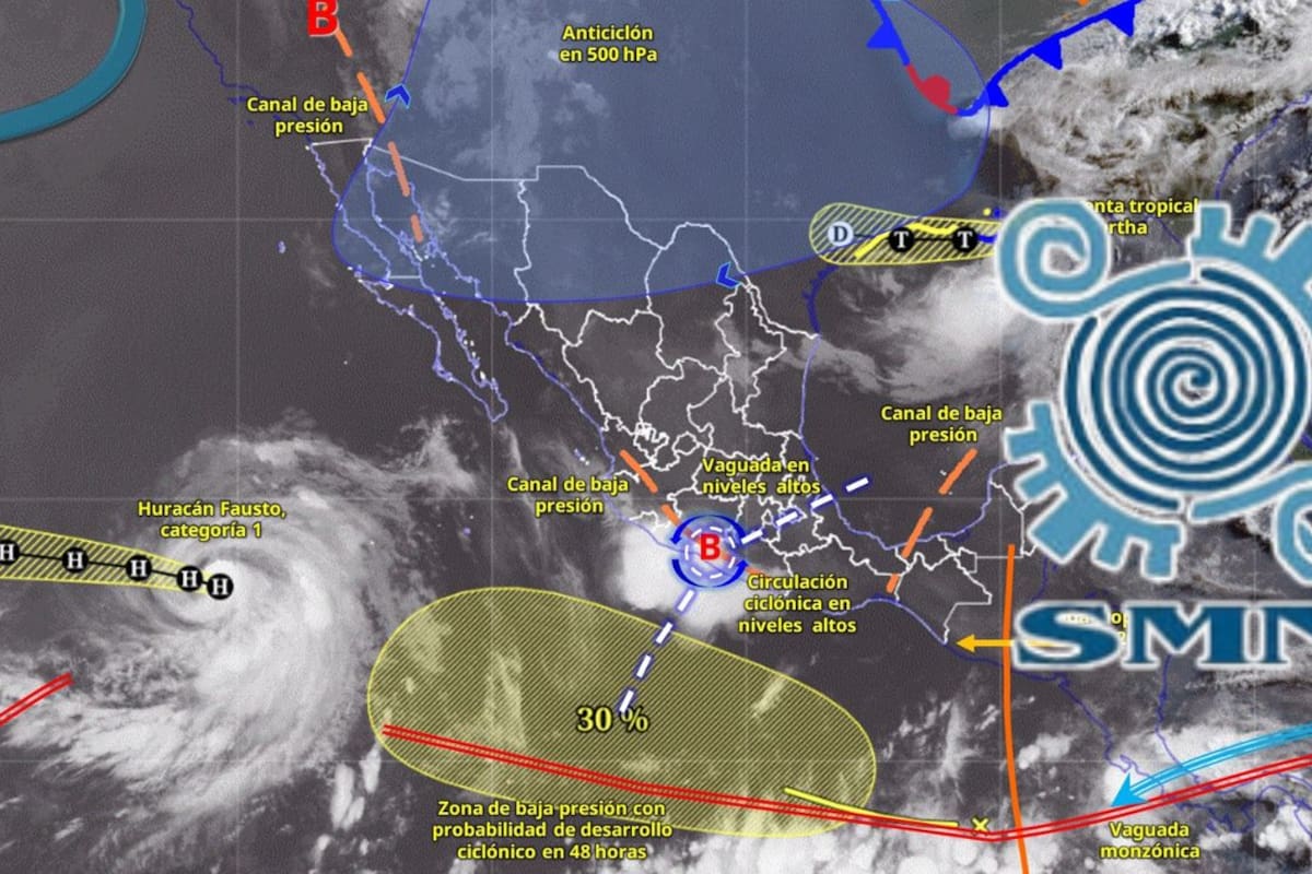SMN alerta por lluvias muy fuertes este 22 de julio en Jalisco, Colima, Michoacán y Guerrero mientras que estados del noroeste del país sufrirán temperaturas de hasta 45 grados