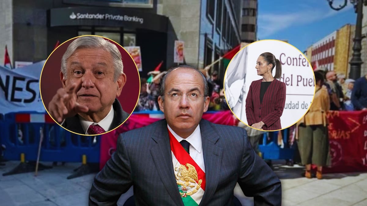 Protestan en Oviedo contra Felipe Calderón y líderes de derecha iberoamericana. Foto: Especial