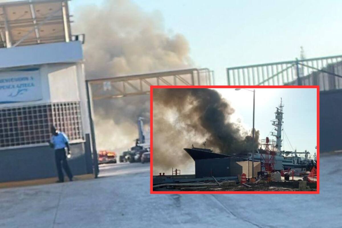 Barco atunero “El Dorado” se prende en llamas durante mantenimiento en Mazatlán; no hay heridos