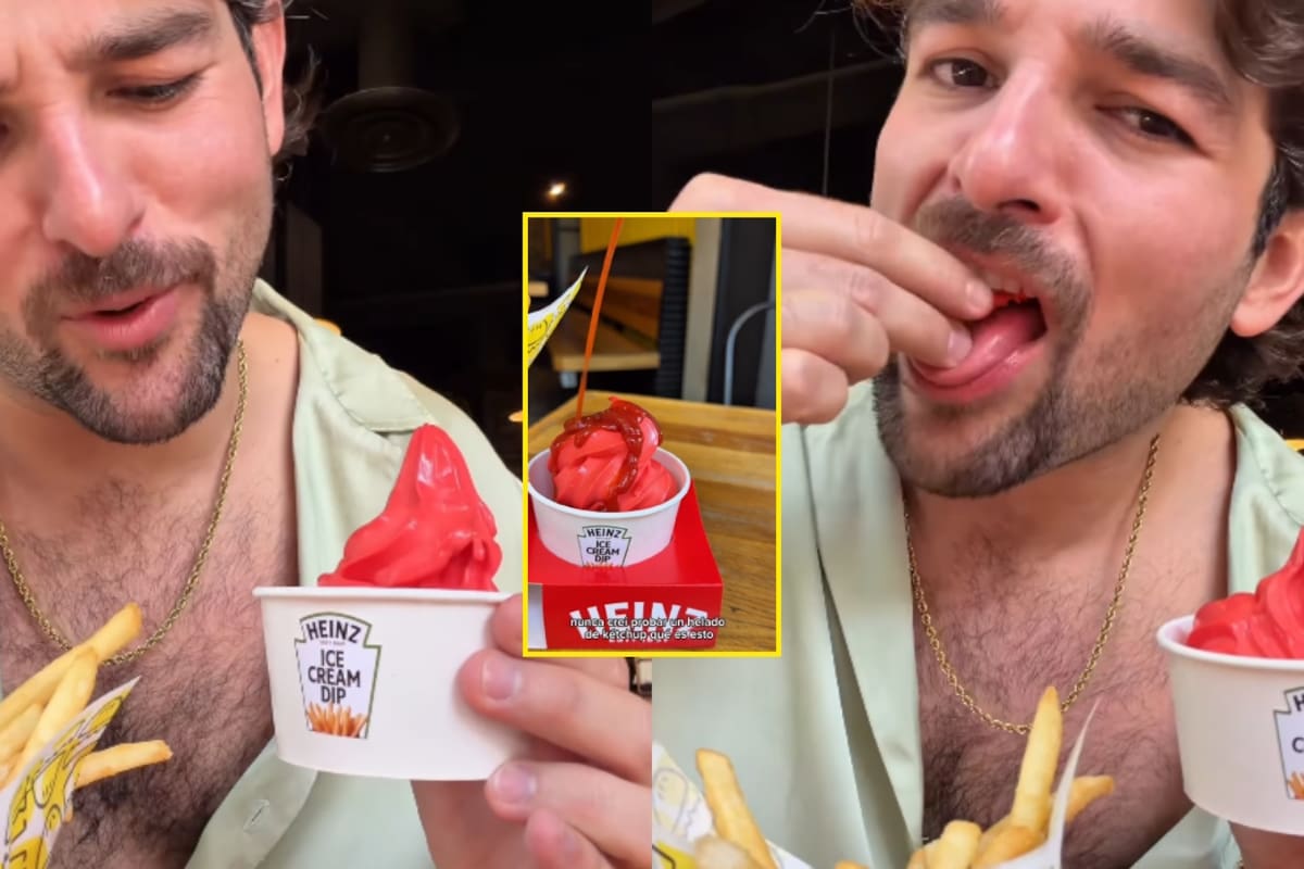 “No me lo van a creer, pero sabe bien” Hombre se vuelve viral por probar un helado de ketchup de Heinz y compartir su reacción