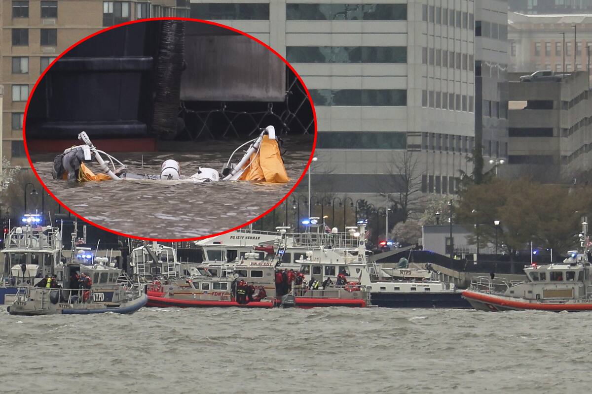 Helicóptero desplomado en el río Hudson perdió sus aspas y cola en el aire antes de caer