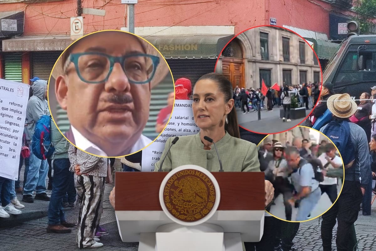 (VIDEOS) CNTE bloquea todos los accesos al Palacio Nacional e impiden entrada a trabajadores y reporteros de la mañanera de Claudia Sheinbaum
