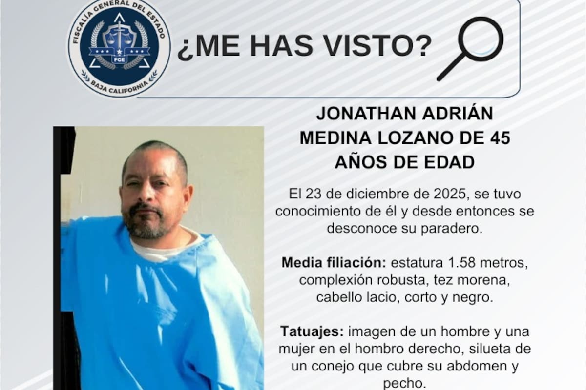 Se busca a Jonathan Adrián Medina Lozano de 45 años de edad