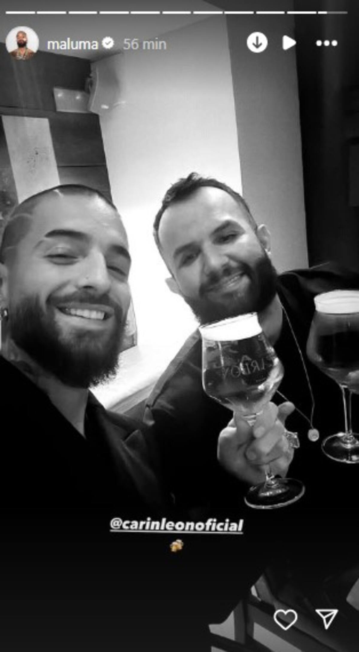 Maluma comparte foto junto a Carín León / Instagram @maluma