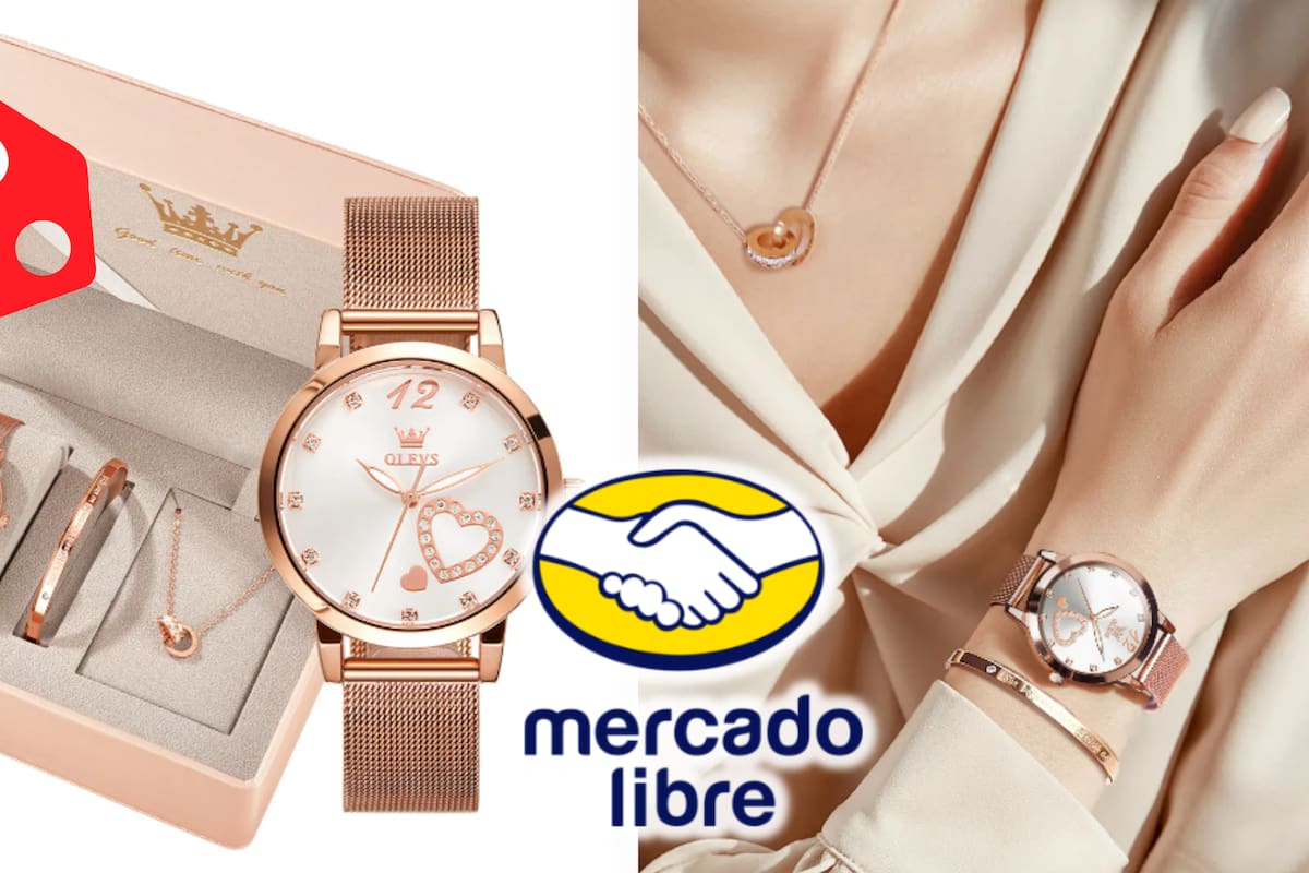 Oferta en Mercado Libre: Set elegante de reloj y joyas (3 Piezas), el regalo perfecto con 42% de descuento