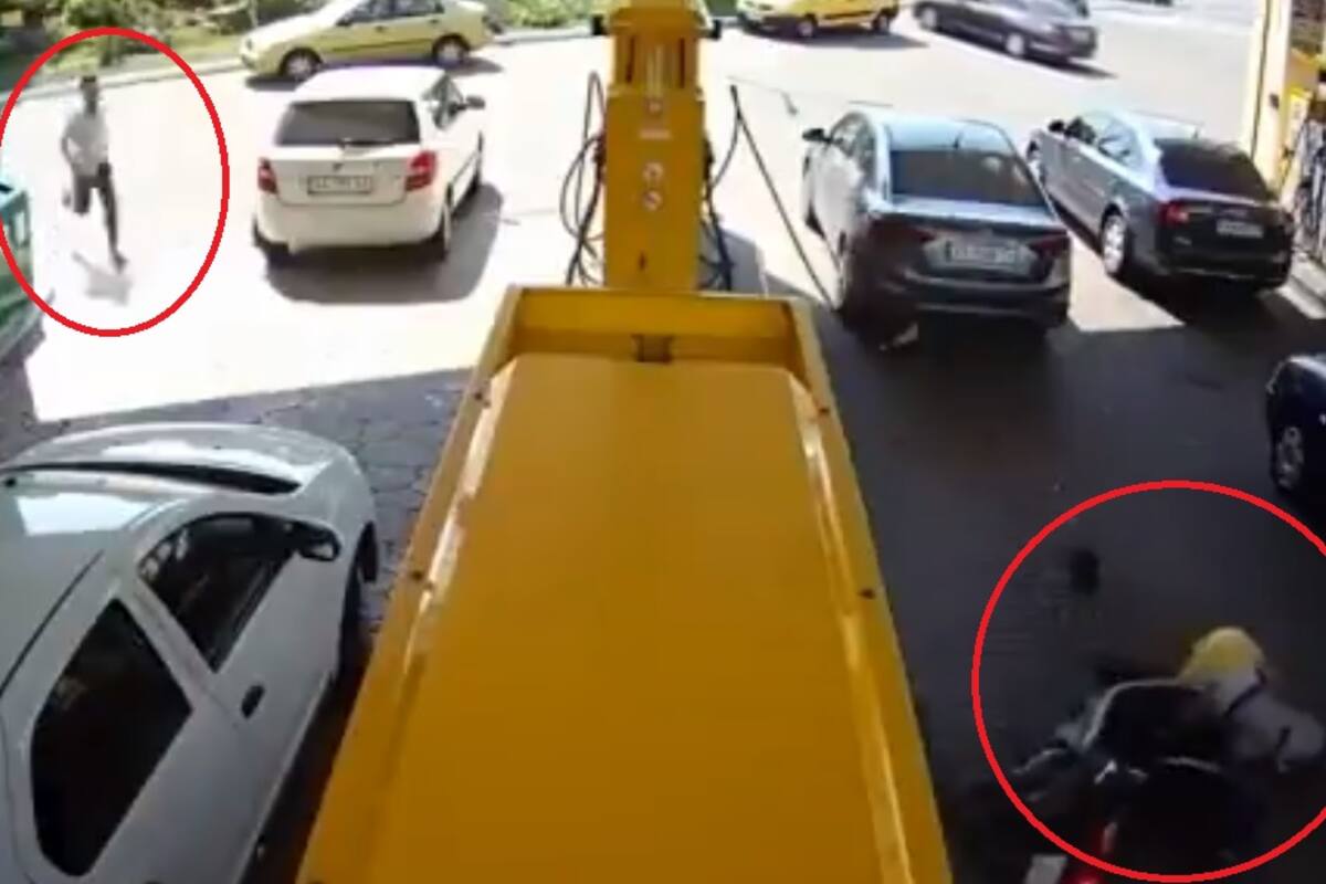 VIDEO: Motocicleta sin conductor atropella a empleado de gasolinera