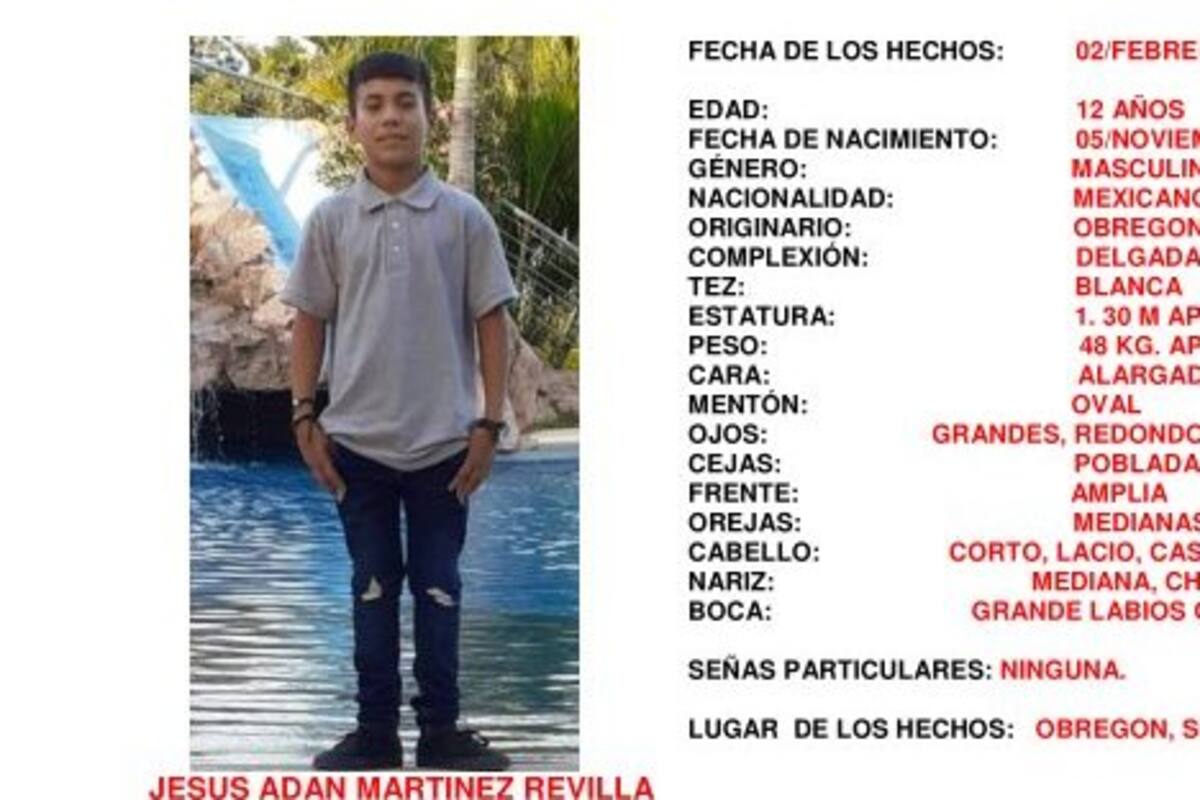 Activan Alerta Amber en Cajeme por desaparición de Jesús Adán, de 12 años
