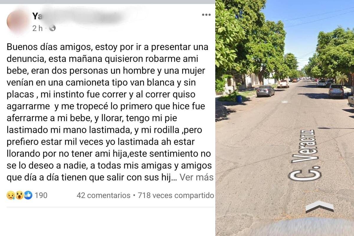 Mamá reporta intento de robo de su bebé en Cajeme; dos personas trataron de arrebatársela