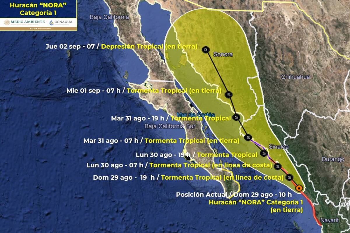 Huracán ‘Nora’ comienza a dejar lluvias y vientos en Sinaloa