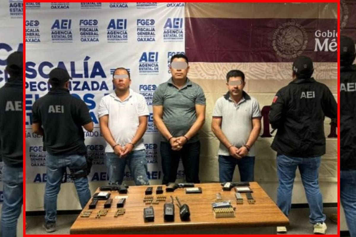 Exteniente de la Marina es detenido con dos civiles como presuntos miembros del Cártel de Sinaloa en Oaxaca