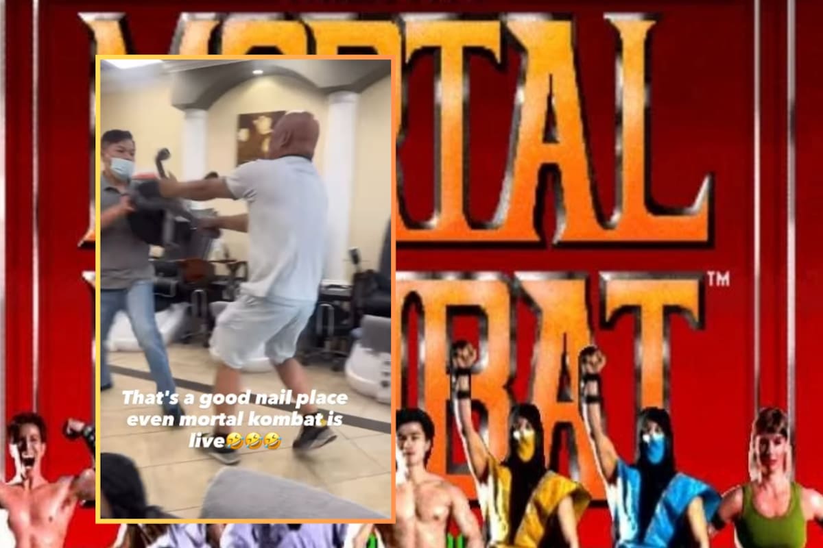 Hombres protagonizan una impactante pelea en un spa de manicura para manos y pies, y los comparan con personajes de Mortal Kombat