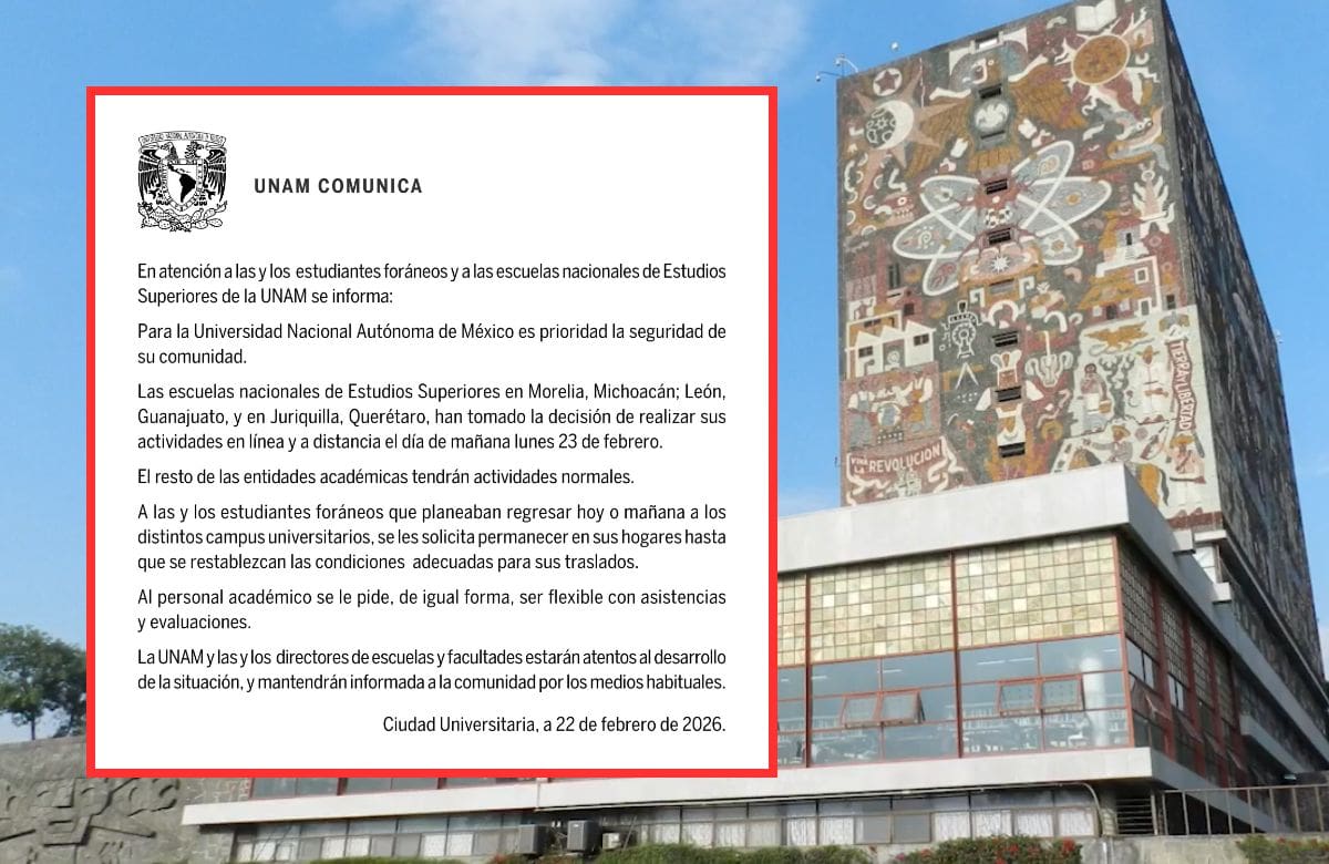 La universidad explica que la medida busca proteger a su comunidad ante el contexto de seguridad en la región. | Crédito: captura en X (@UNAM_MX)